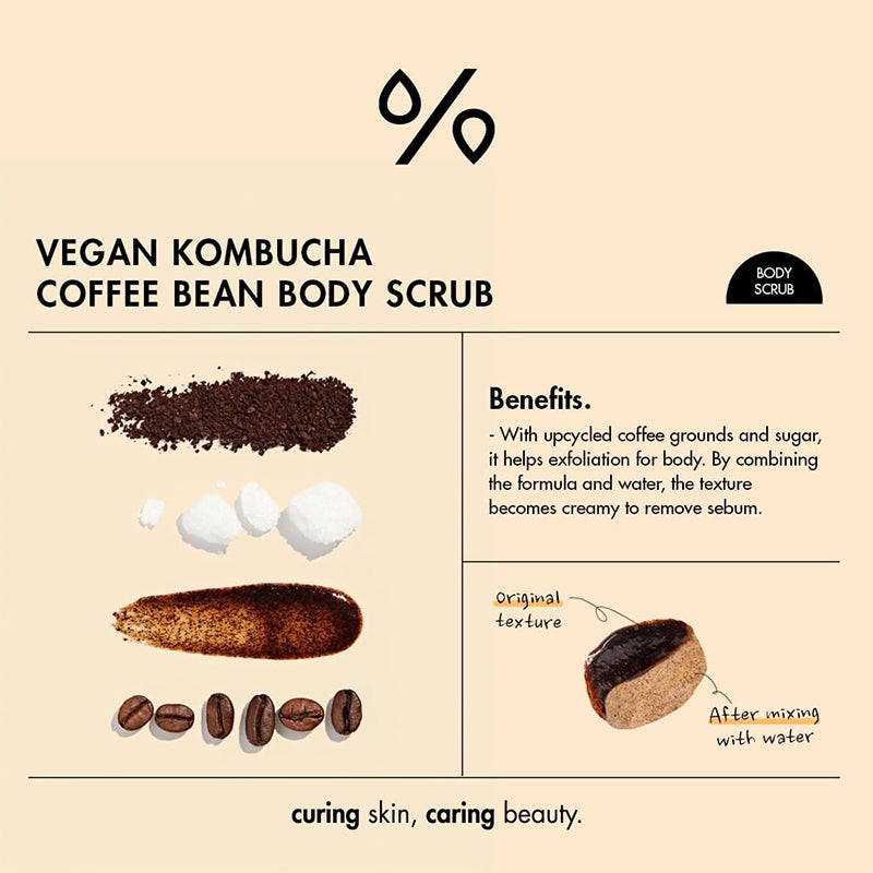 Esfoliante corporal vegano de grãos de café Kombuchá