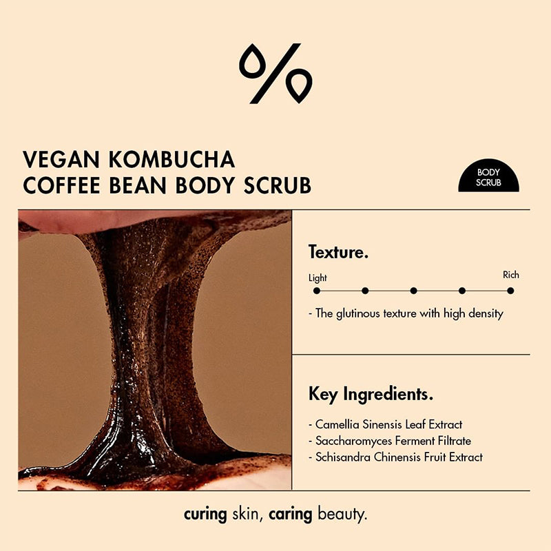Esfoliante corporal vegano de grãos de café Kombuchá